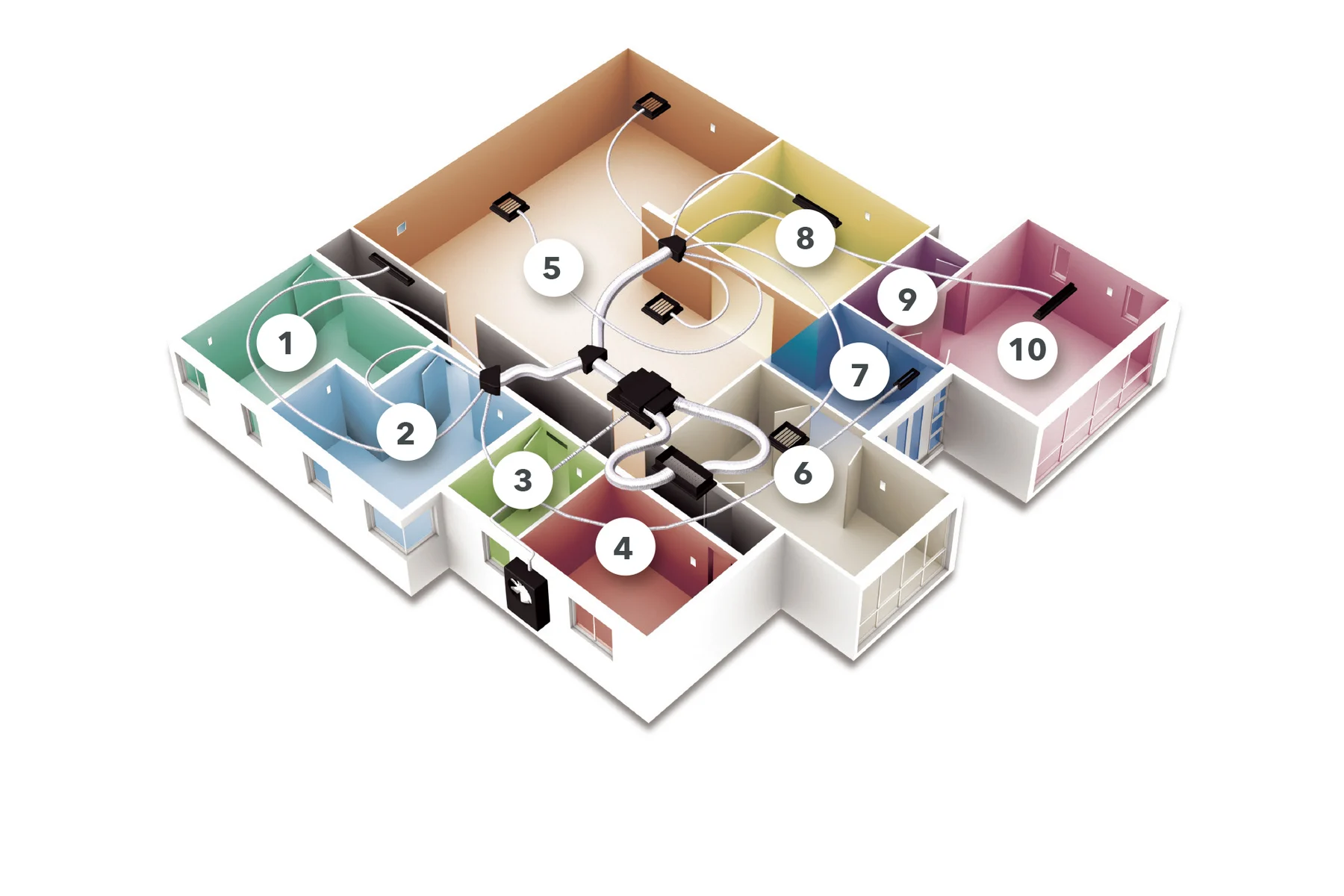 Diagram showing MyAir ducted air conditioning zones