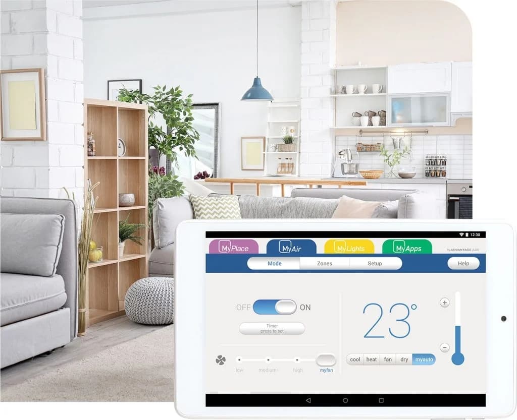 MyAir control tablet in a living room