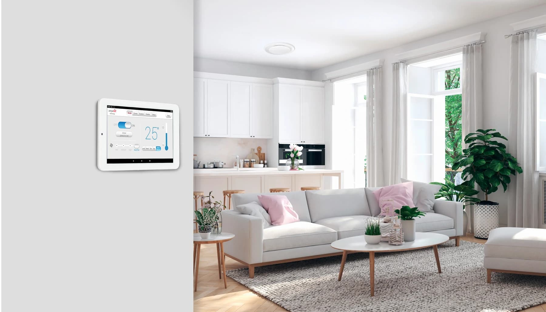 Fujitsu ducted system wall controller in a living room