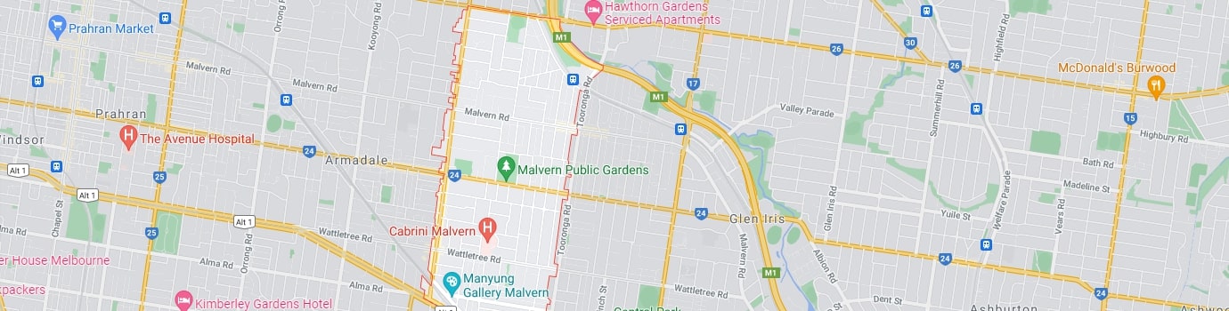 Malvern area map