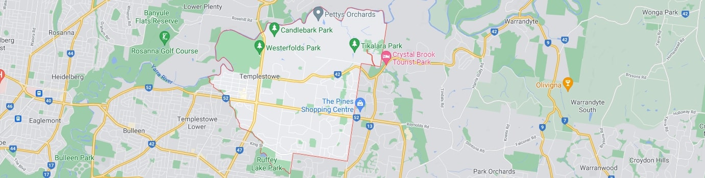 Templestowe area map