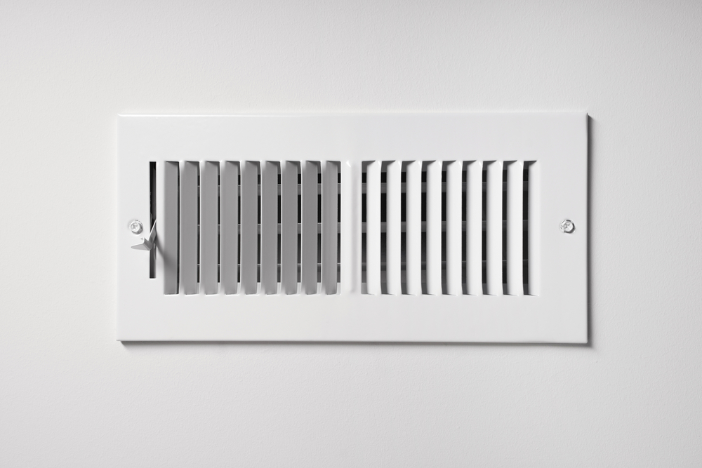 Ducted heating vent on a wall